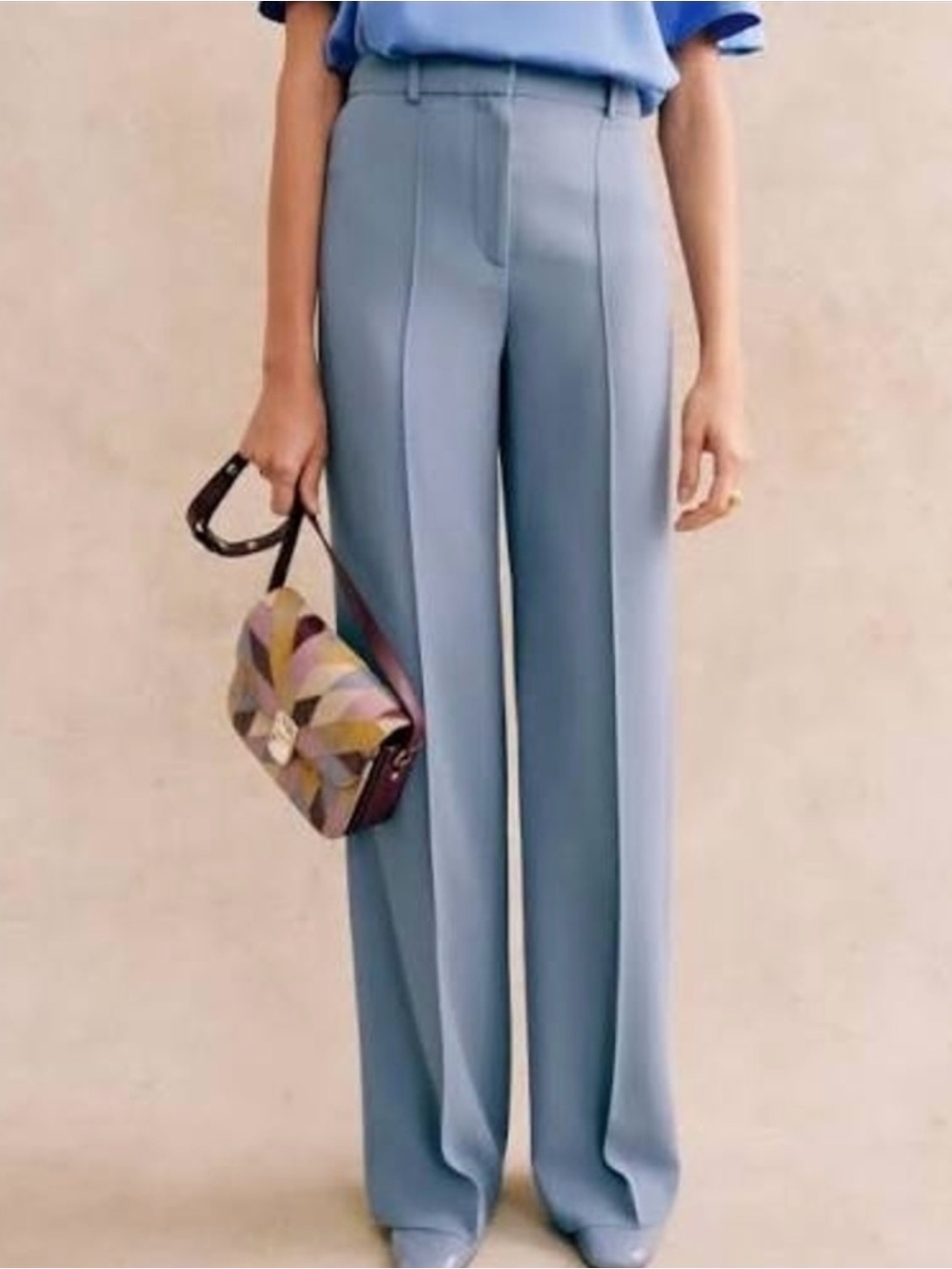 Sezane Sz 34 Glacier Blue Wide Leg Trousers